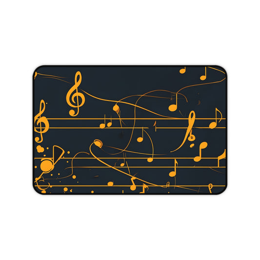 Music Notes Desk Mat – Golden Sheet Music Mouse Pad