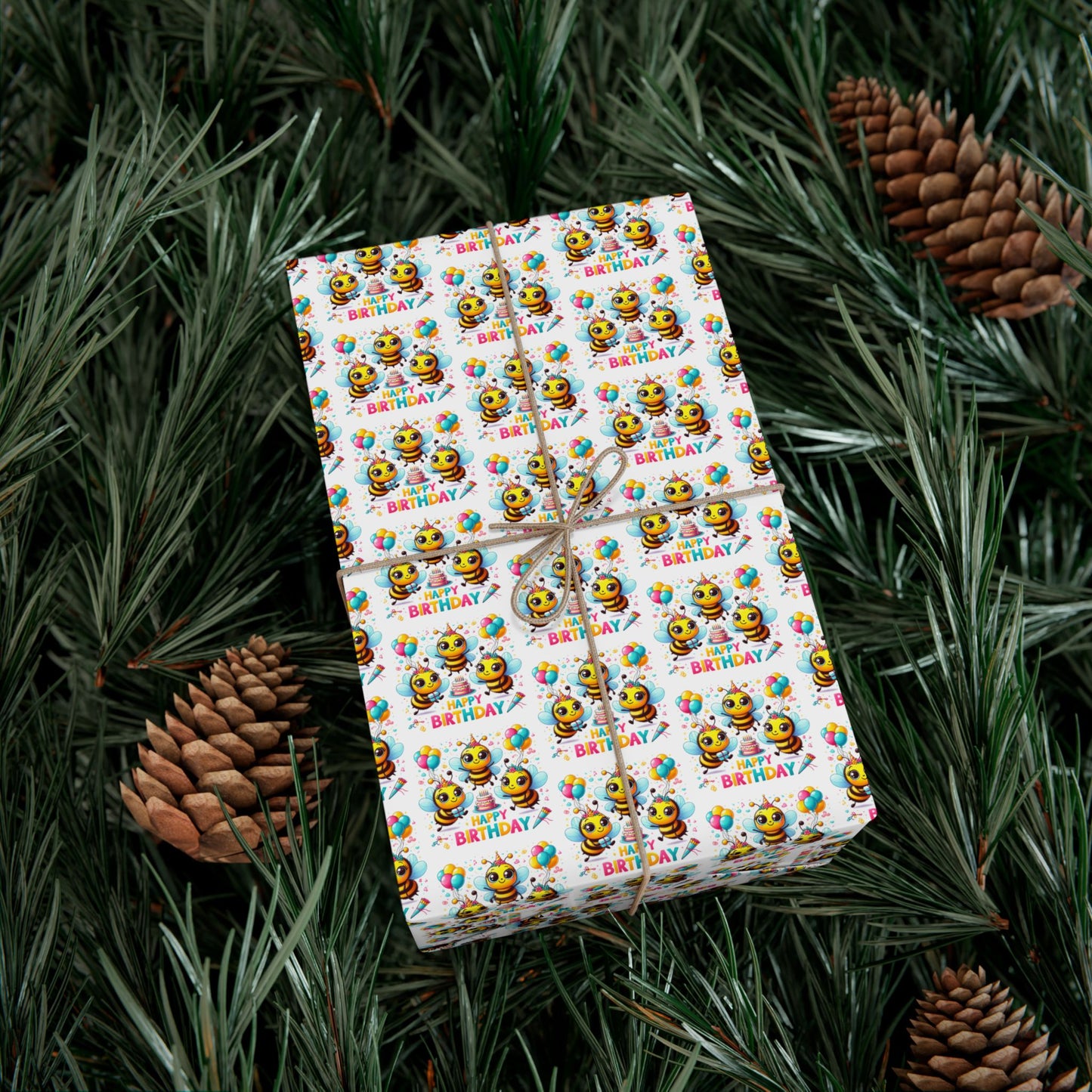 Wrapping Paper — Cute Chick 'Happy Birthday' Bee Pattern Gift Wrap