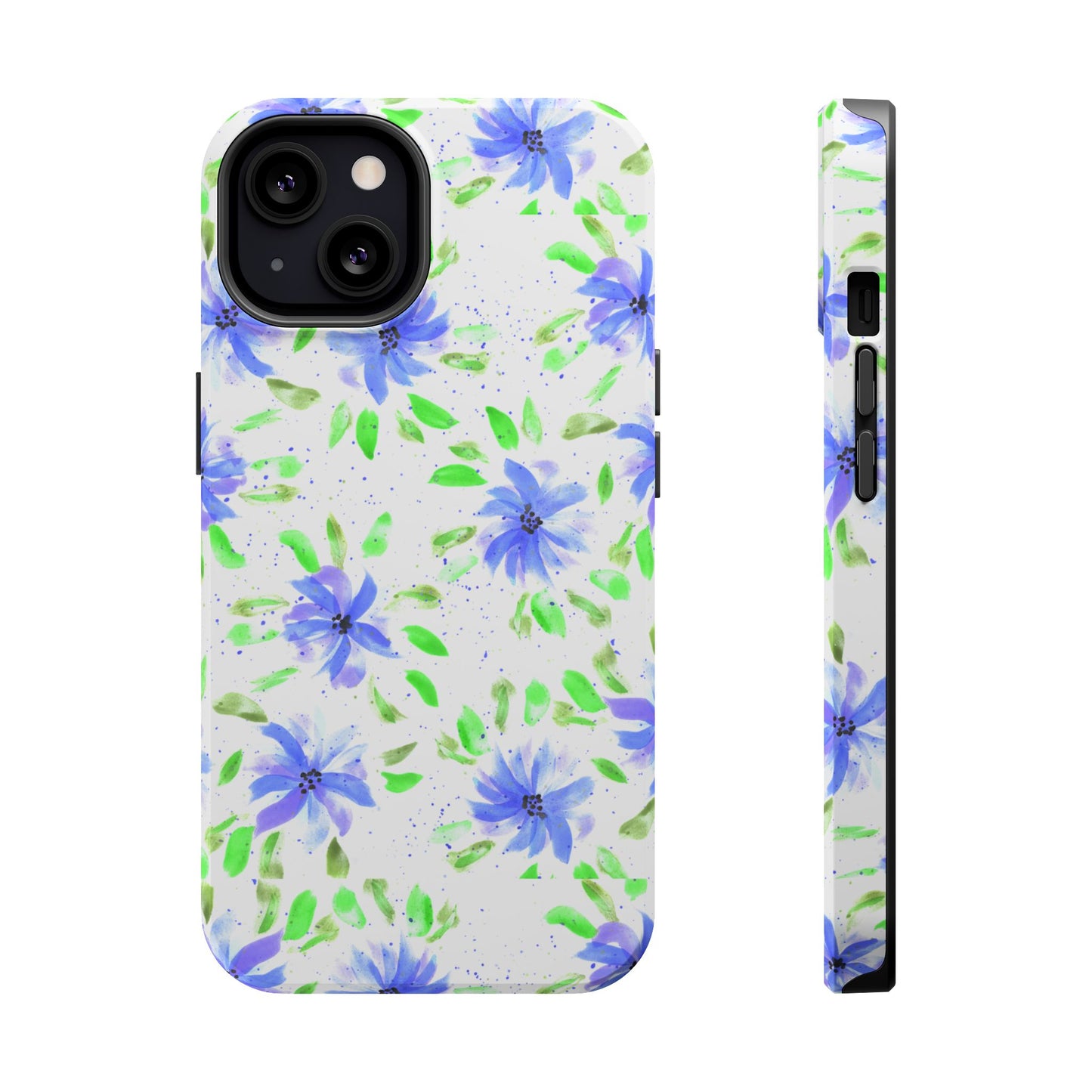 Floral Blue Watercolor Phone Case — Magnetic Impact-Resistant
