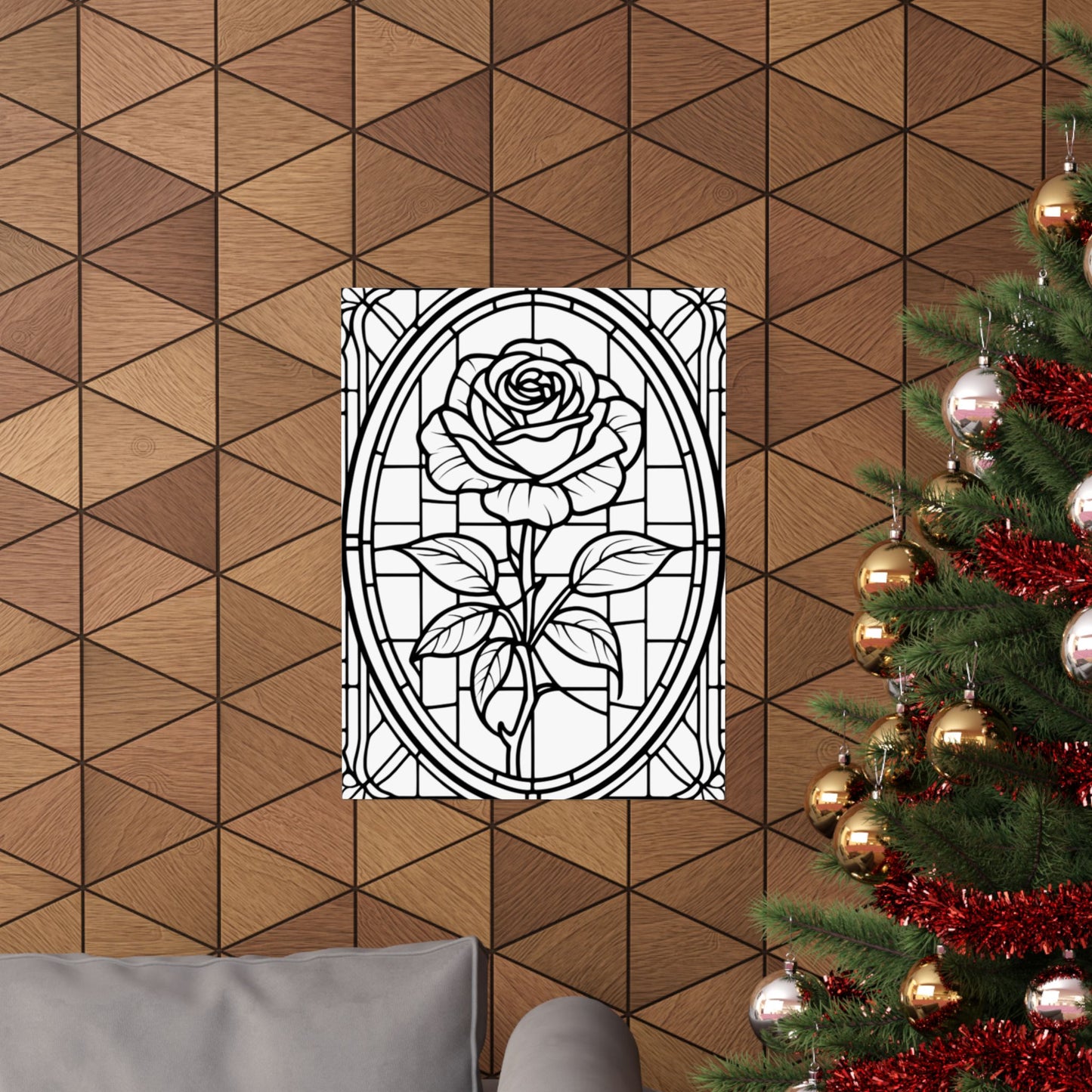 Rose Stained-Glass Matte Poster — Vintage Floral Wall Art DIY