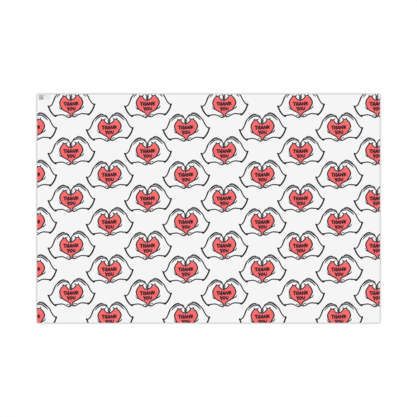 Gift Wrap — 'Thank You' Heart Hands Pattern Wrapping Paper