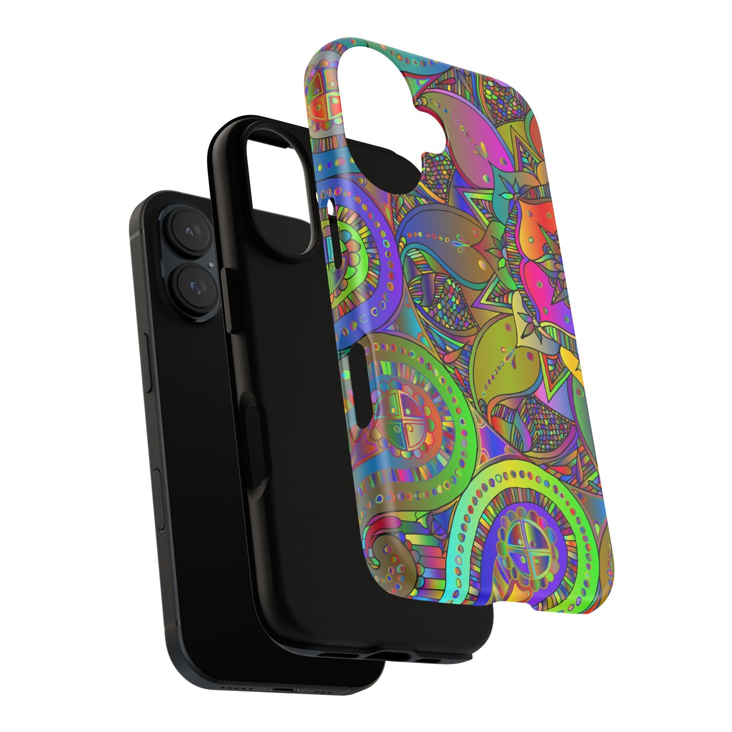Psychedelic Mandala Tough Phone Case — Colorful Floral Geometric iPhone Cover