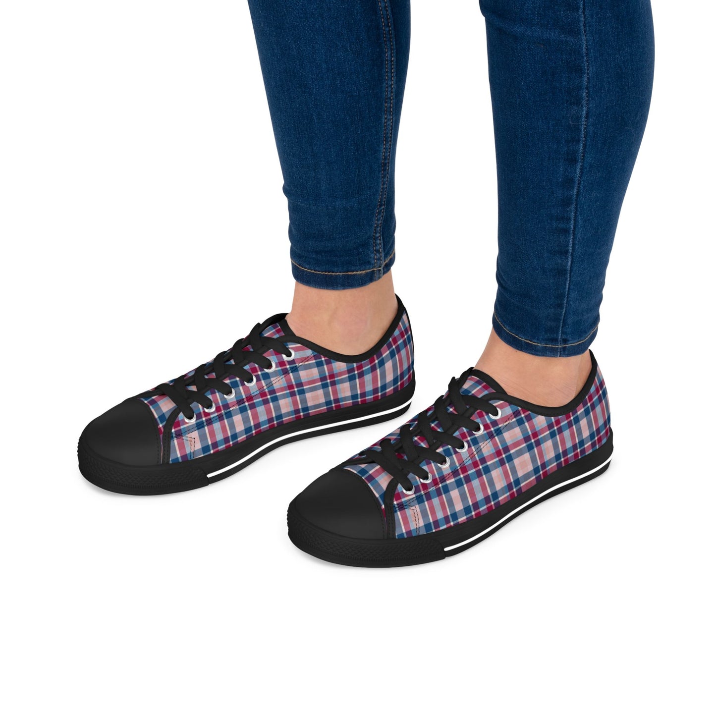 Plaid Low Top Sneakers — Casual Canvas Shoes