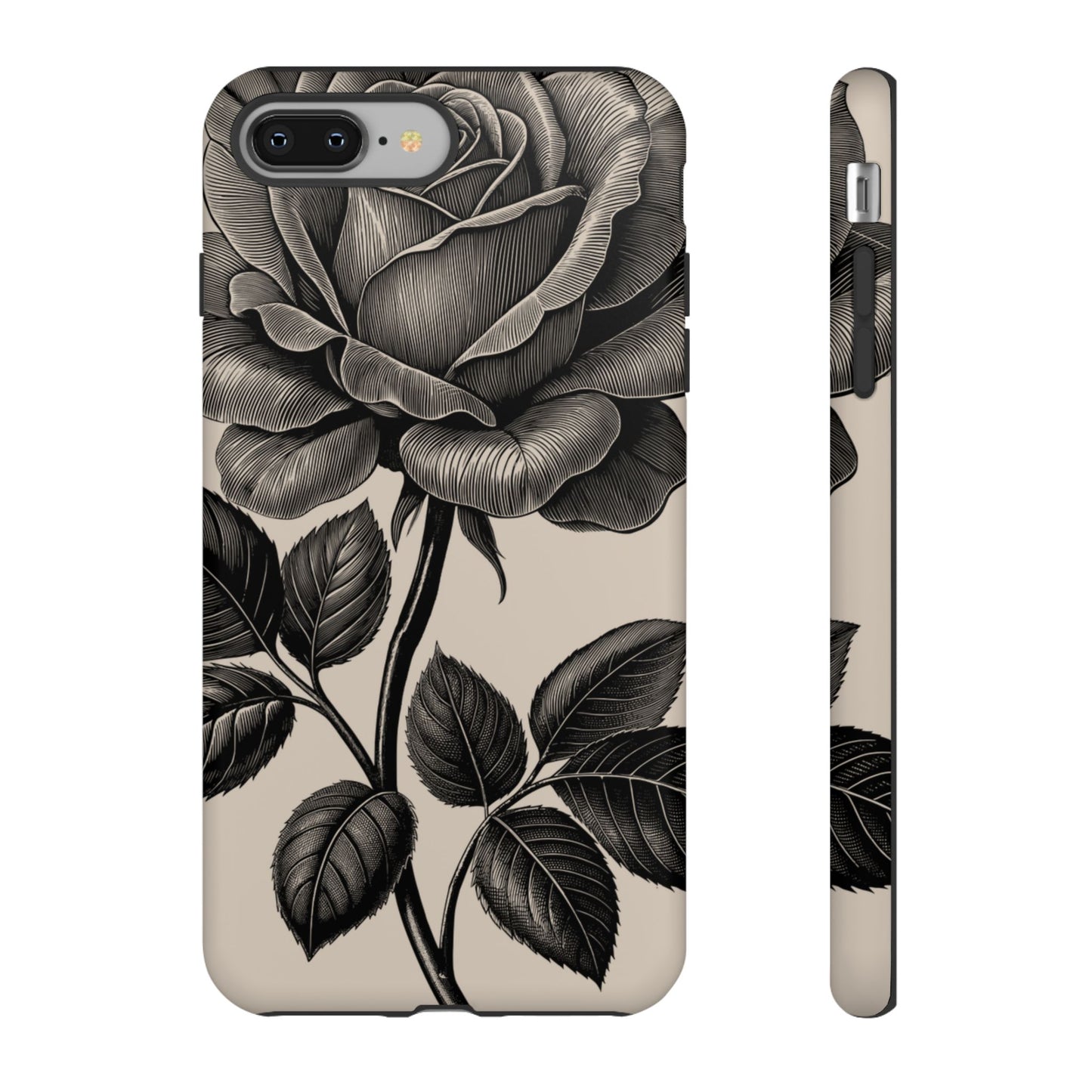 Black Rose Phone Case, Tough Cases with Floral Design, Elegant Tech Accessory, Gift for Flower Lovers, Stylish Protection