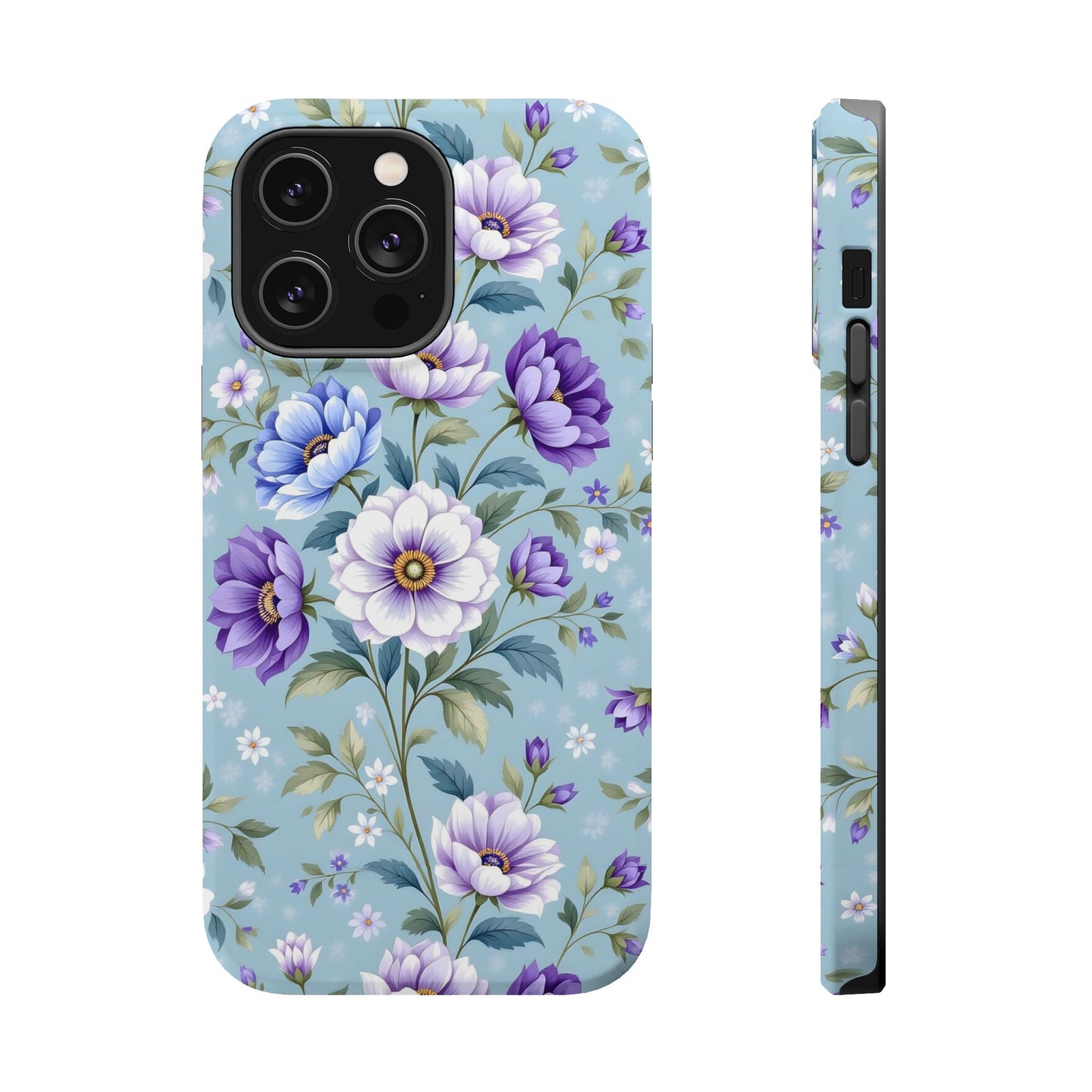 Floral Purple Peony Phone Case — Magnetic Impact‑Resistant Protective Cover