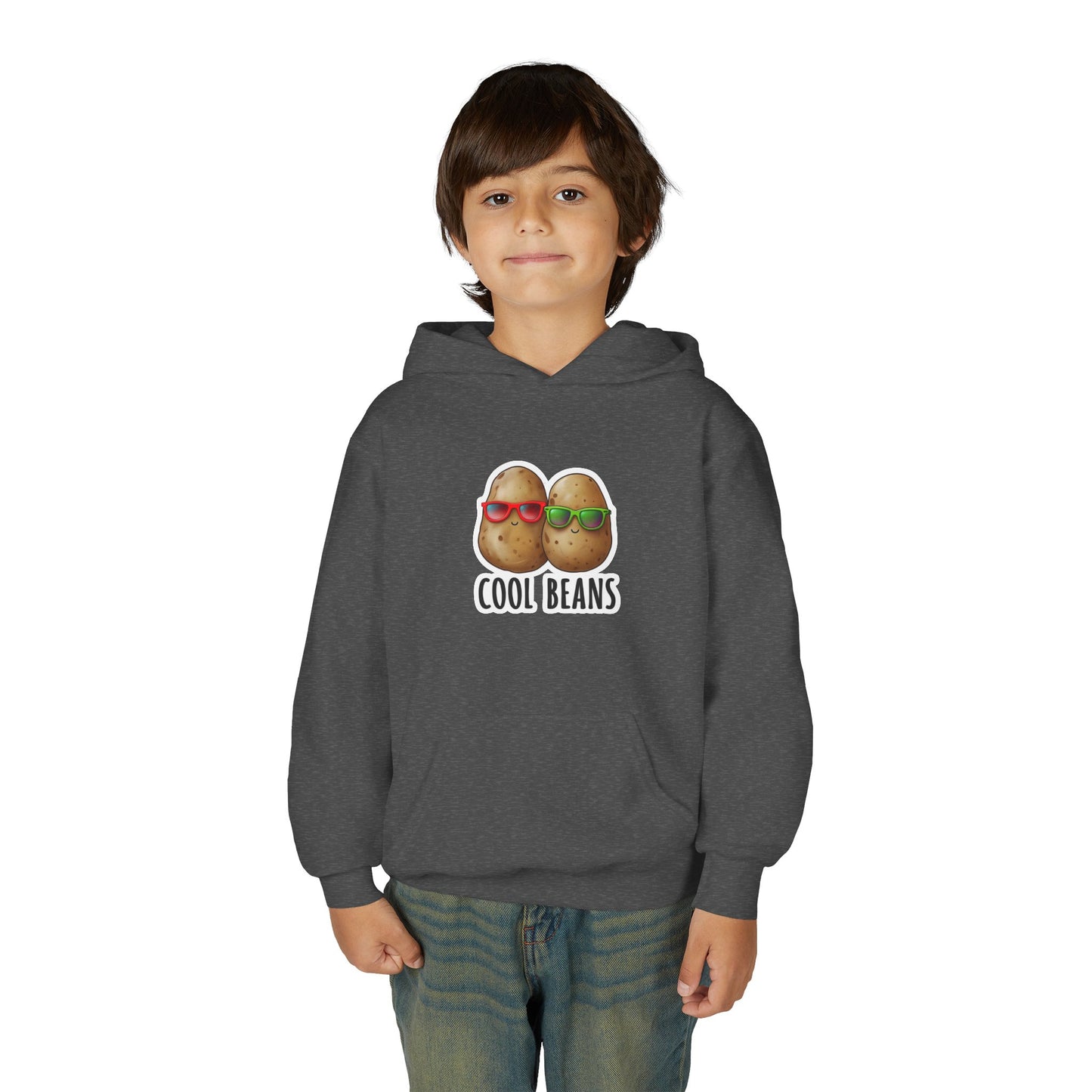 Youth 'Cool Beans' Hoodie – Cute Kids Graphic Sweatshirt with Sunglasses Potato Design