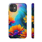 Floral Burst Tough Phone Case — Vibrant Watercolor Flowers Protective Cover