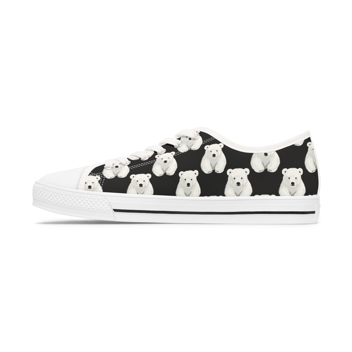 Polar Bear Pattern Low Top Sneakers — Cute Women's Canvas Shoes