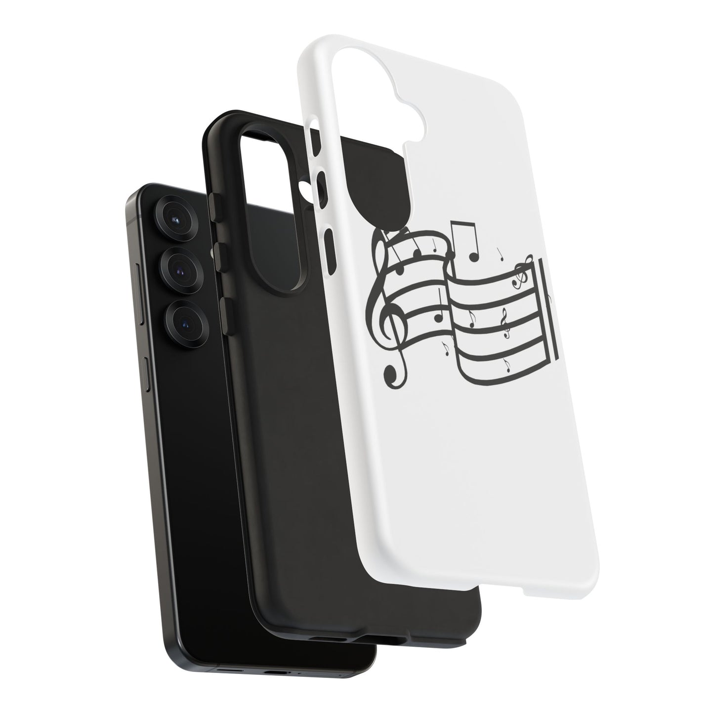 Musical Notes Phone Case — Black Treble Clef Music Staff Tough Case