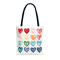 Watercolor Rainbow Hearts Tote Bag — Colorful Heart Pattern Beach & Market Tote