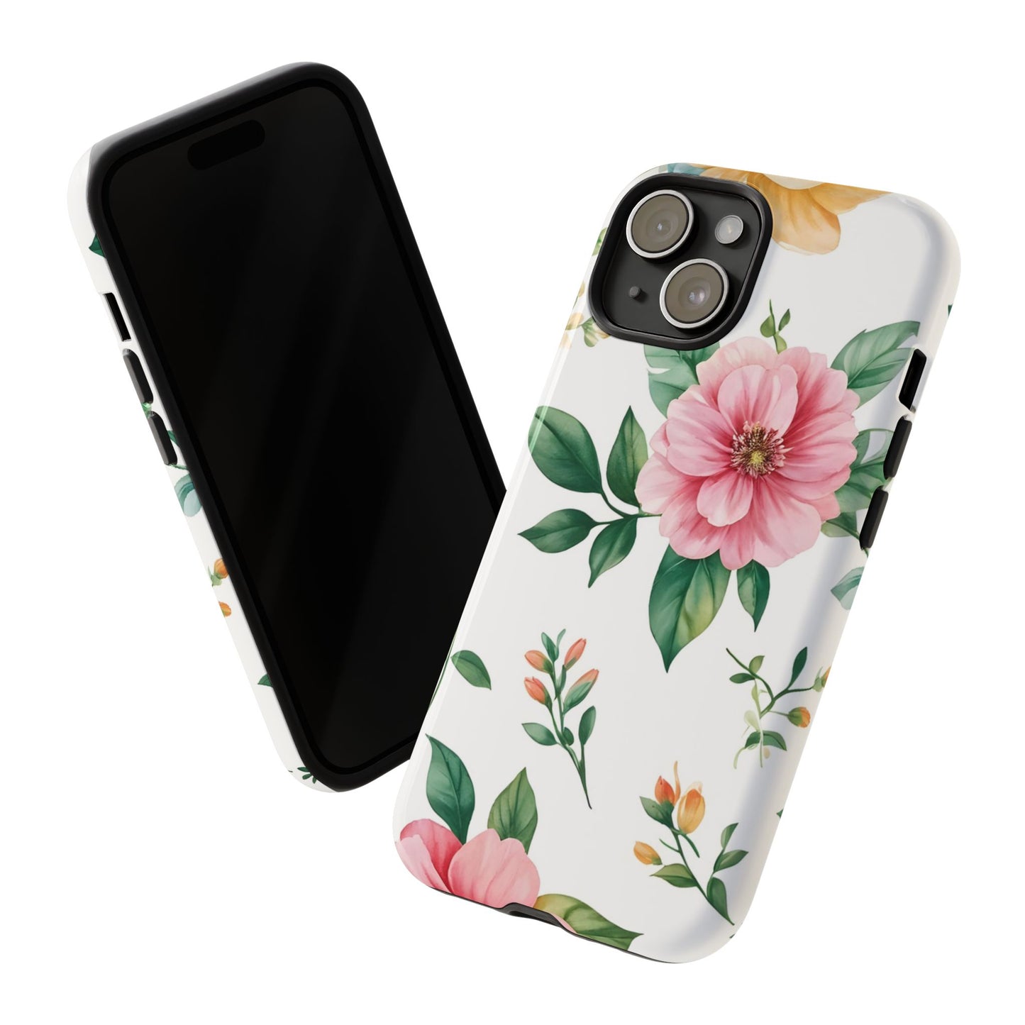 Floral Tough Phone Case — Pink Peony Protective Phone Cover
