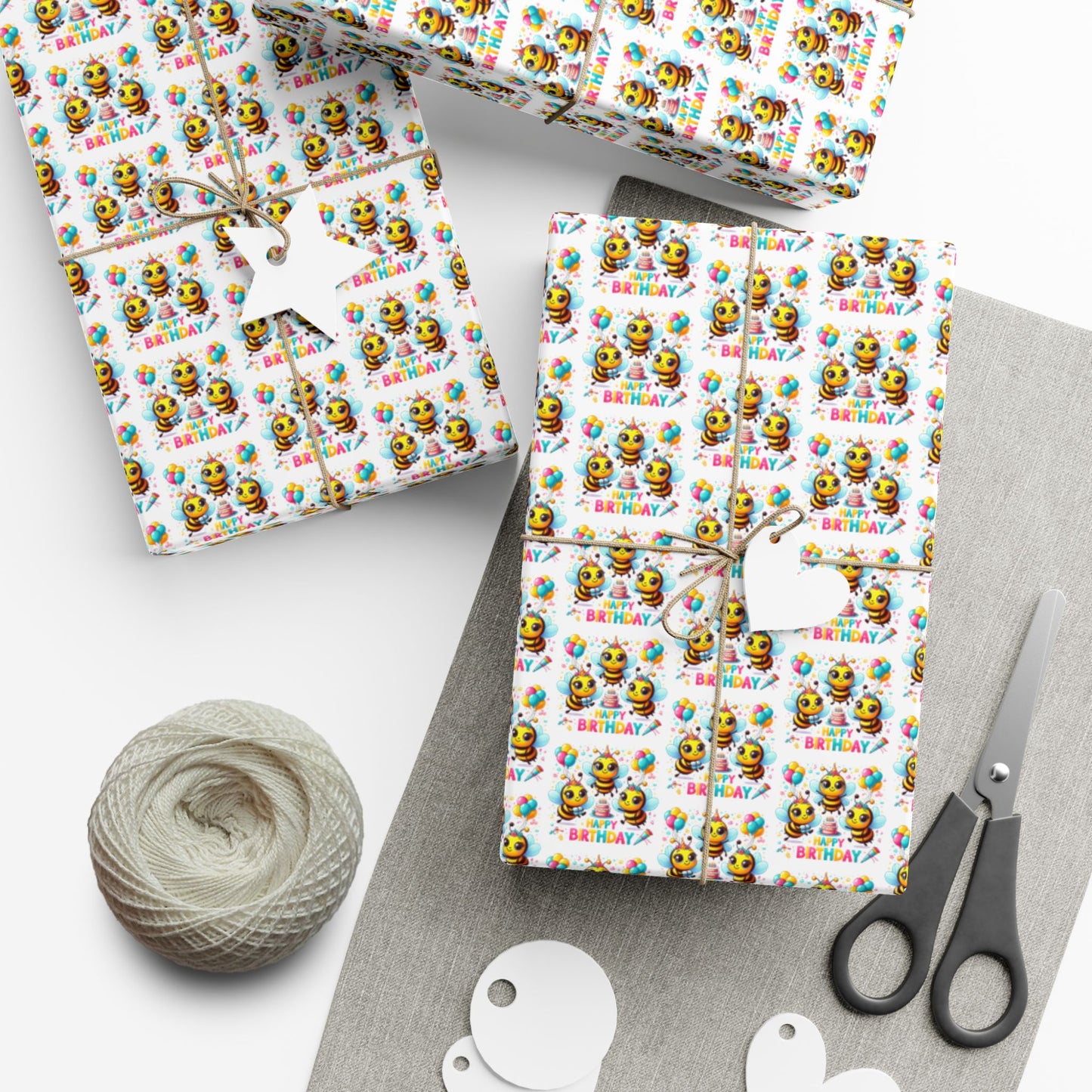Wrapping Paper — Cute Chick 'Happy Birthday' Bee Pattern Gift Wrap