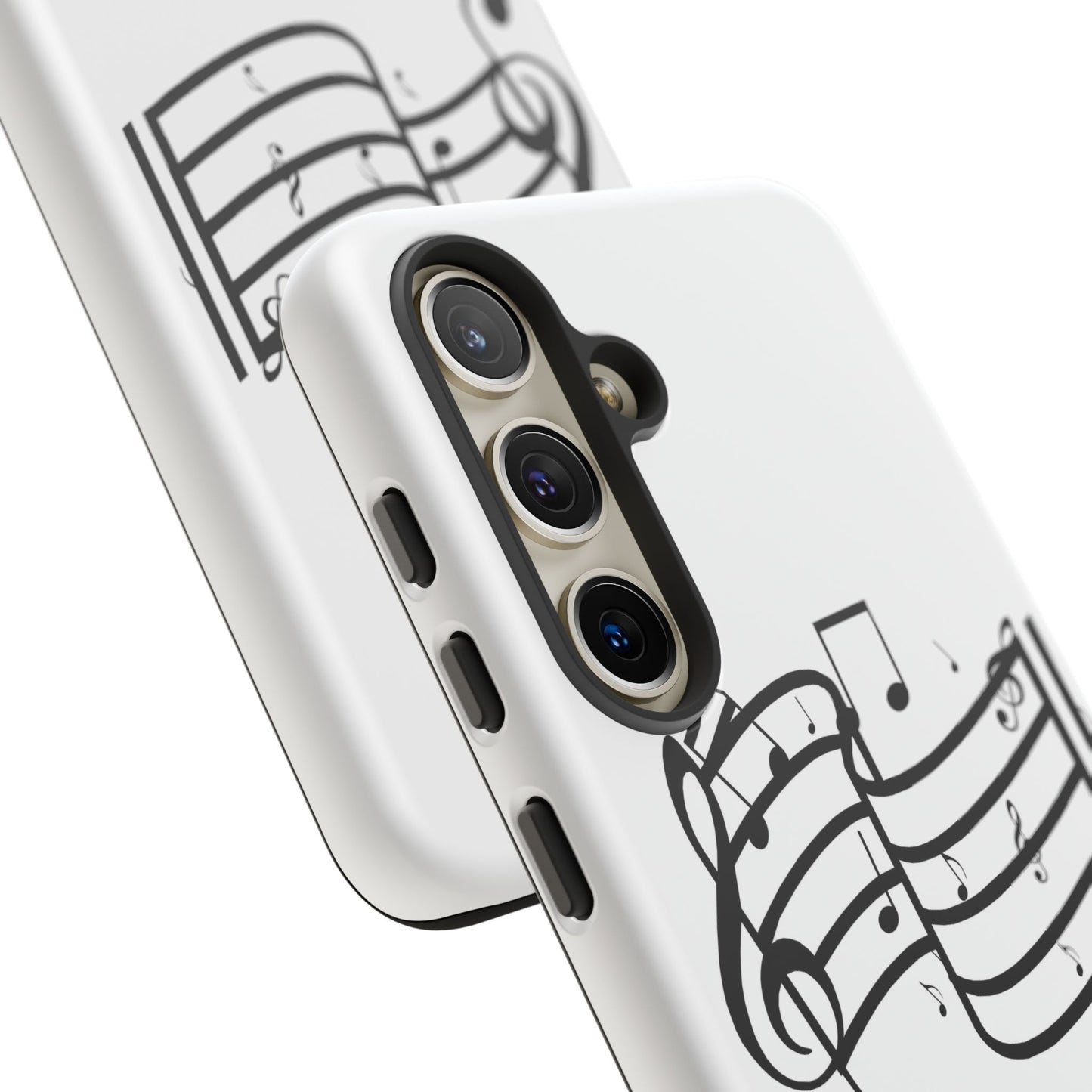 Musical Notes Phone Case — Black Treble Clef Music Staff Tough Case