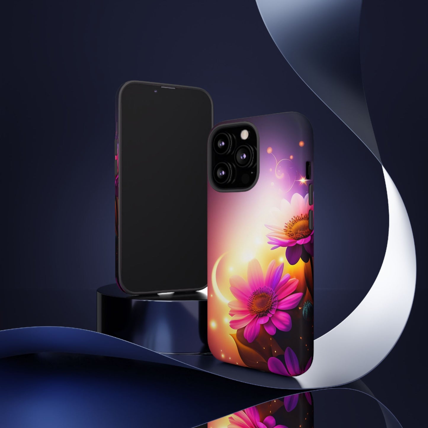 Floral Moonlight Phone Case – Purple Daisy Protective Cover