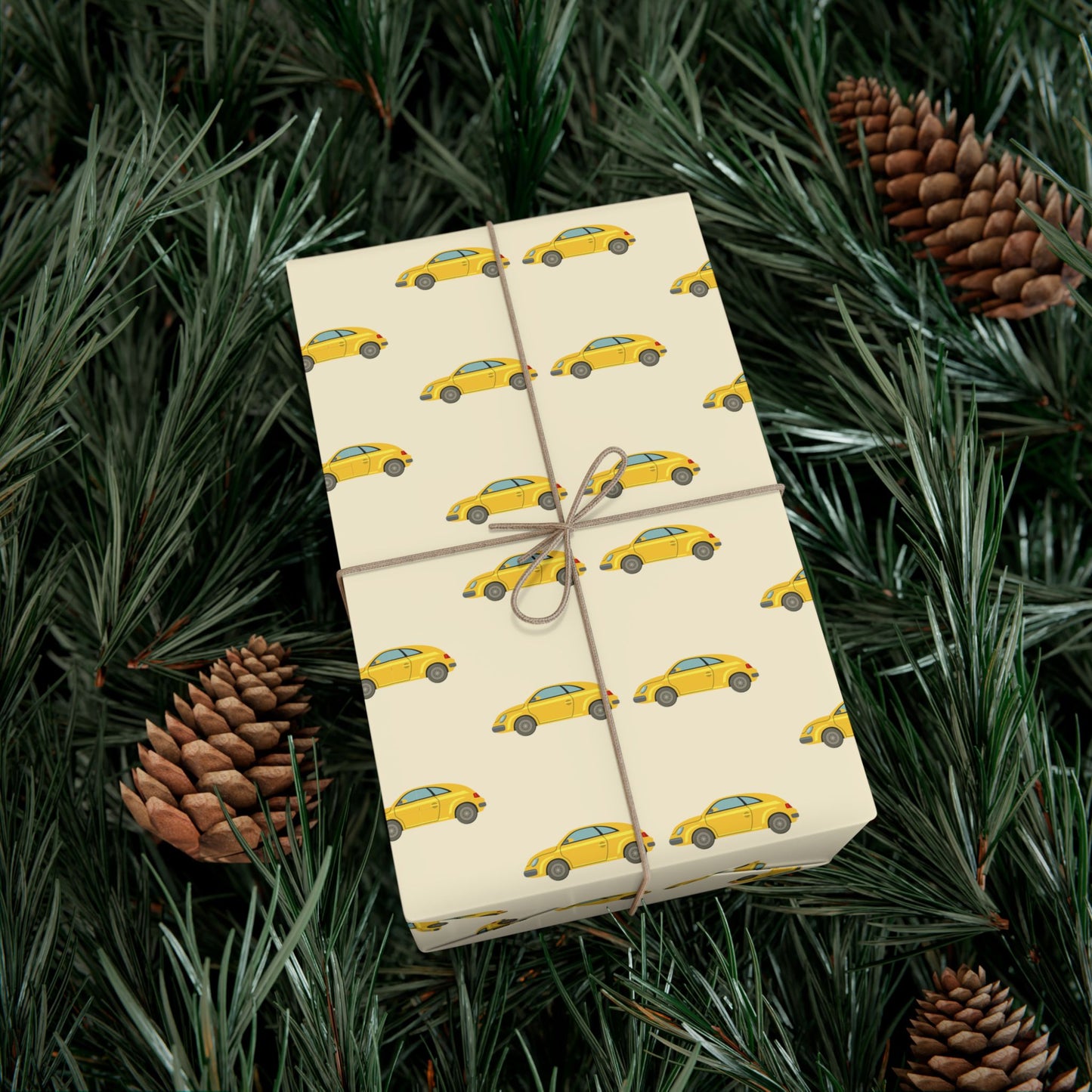 Taxi Pattern Gift Wrap Paper — Yellow Cab Wrapping Sheets for Car Lovers