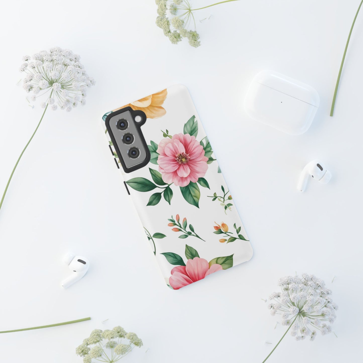 Floral Tough Phone Case — Pink Peony Protective Phone Cover