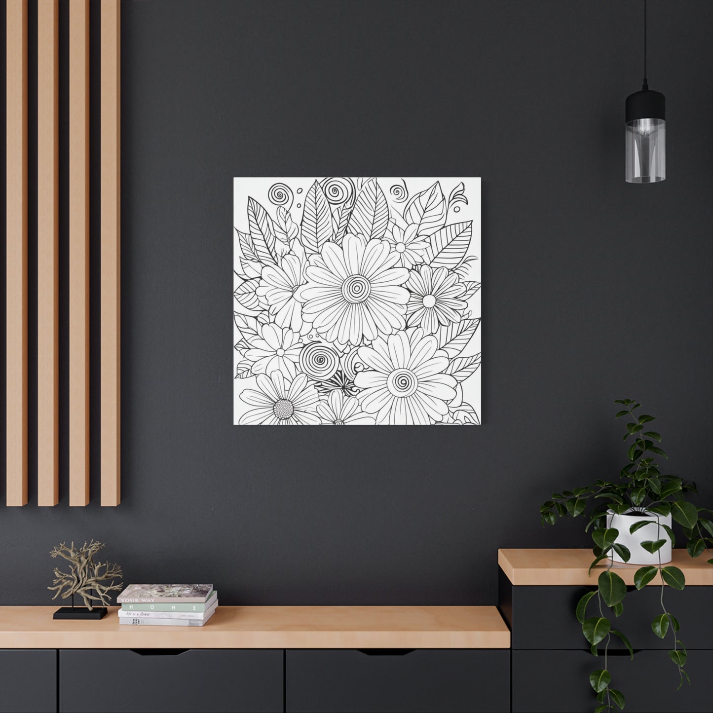 COLOR IT YOURSELF Floral Doodle Canvas Art — Black & White Bouquet Stretched Canvas