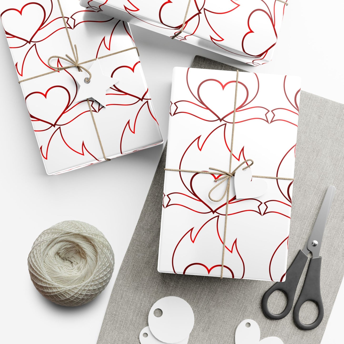 Heart Vine Gift Wrap Paper — Red Romantic Wrapping Sheets for Valentine’s Day & Weddings