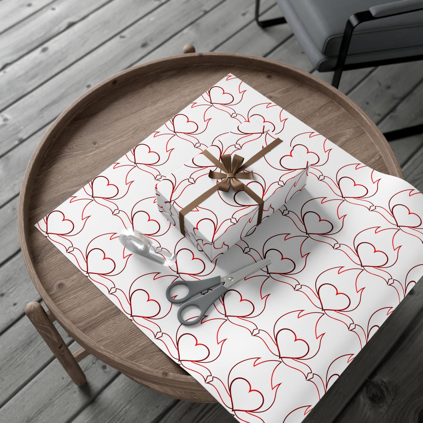 Heart Vine Gift Wrap Paper — Red Romantic Wrapping Sheets for Valentine’s Day & Weddings