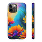 Floral Burst Tough Phone Case — Vibrant Watercolor Flowers Protective Cover