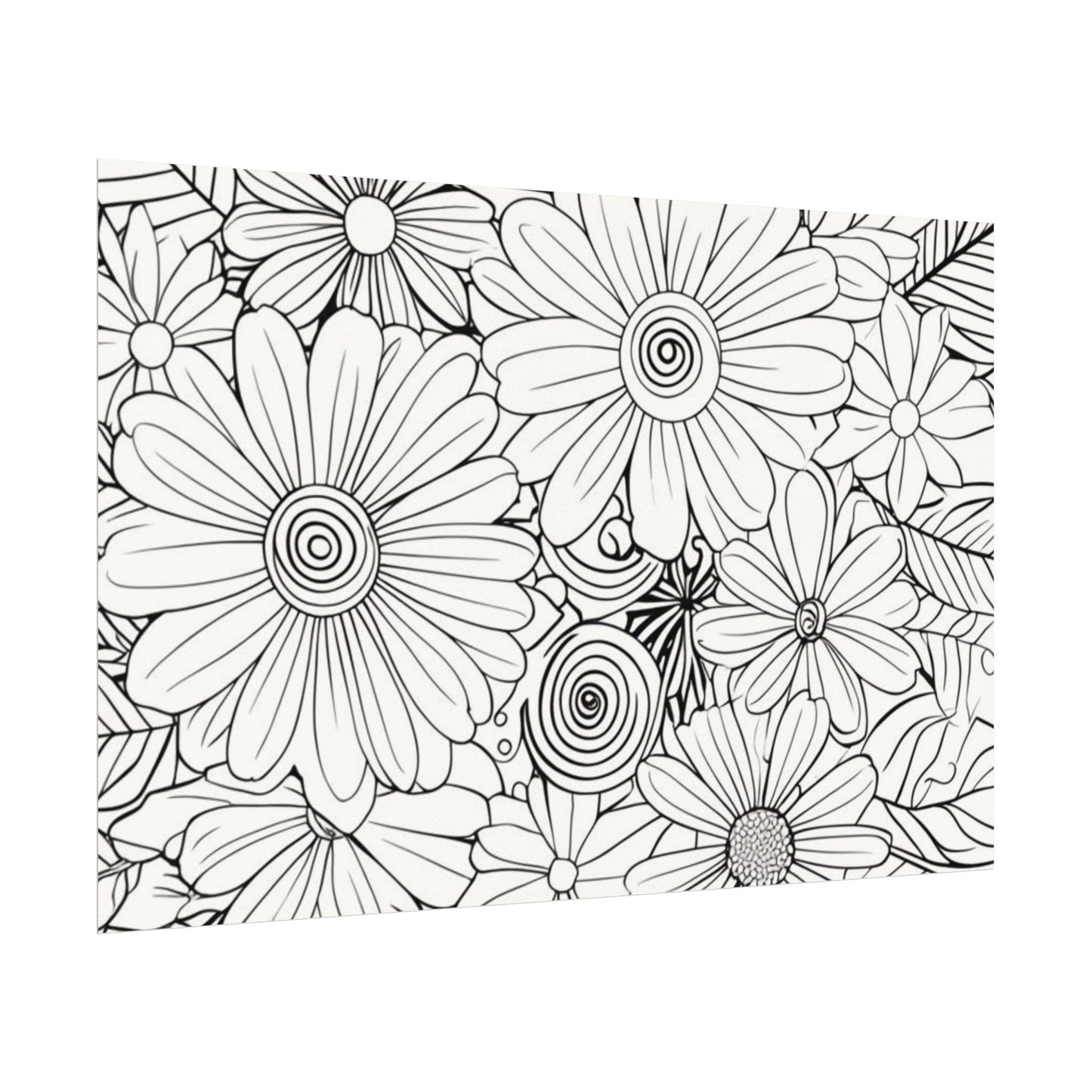 COLOR IT YOURSELF Floral Line Art Poster — Textured Matte Print