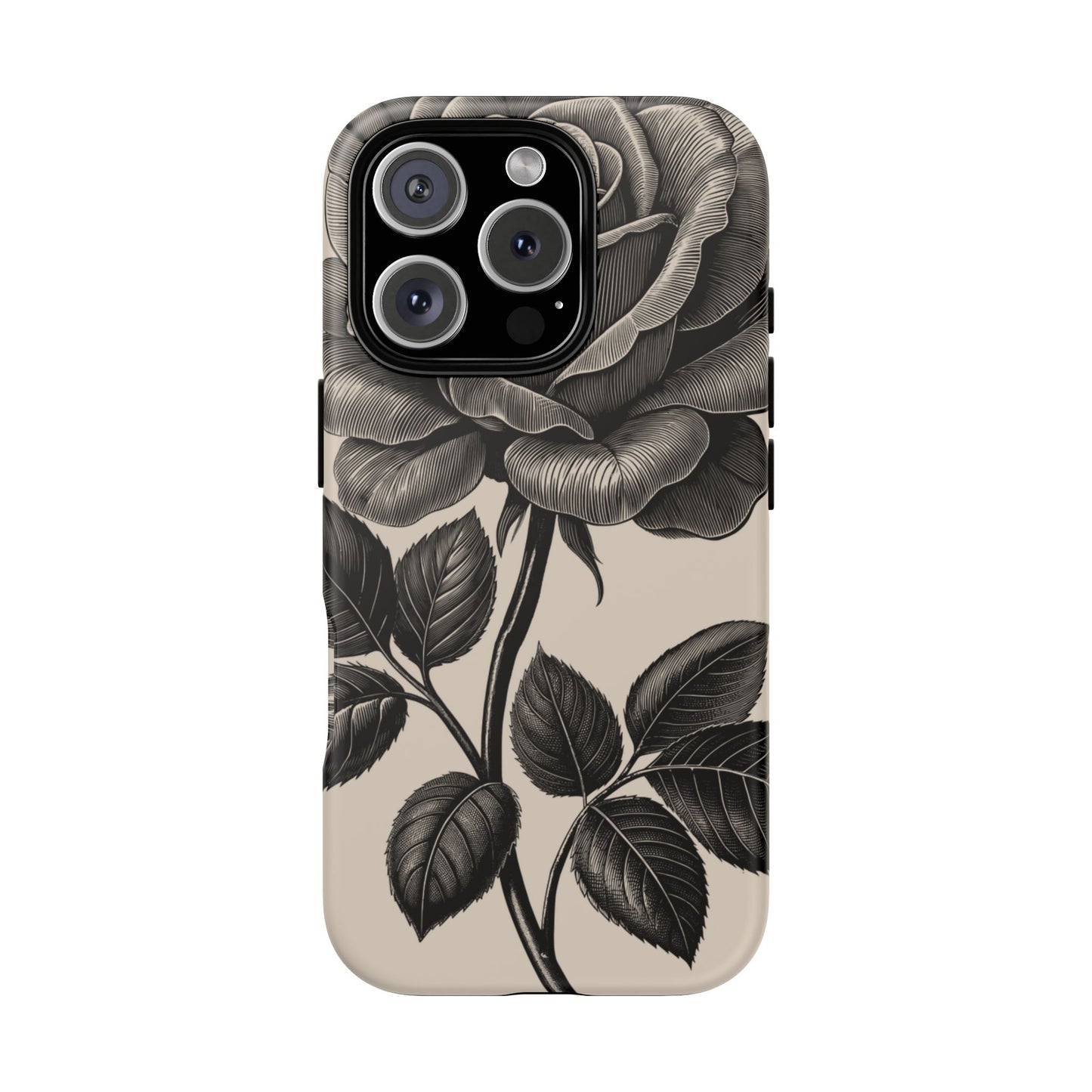 Black Rose Phone Case, Tough Cases with Floral Design, Elegant Tech Accessory, Gift for Flower Lovers, Stylish Protection