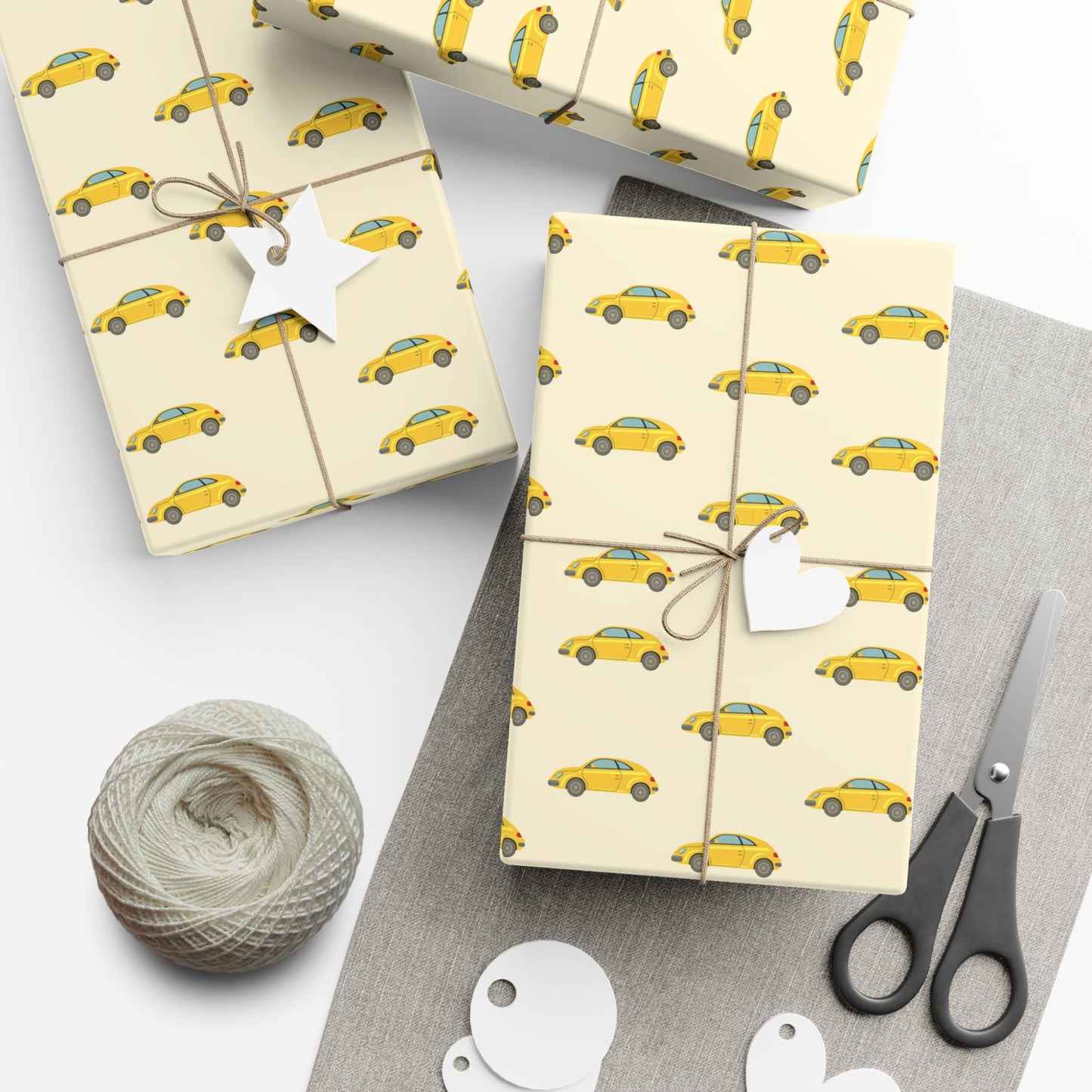 Taxi Pattern Gift Wrap Paper — Yellow Cab Wrapping Sheets for Car Lovers