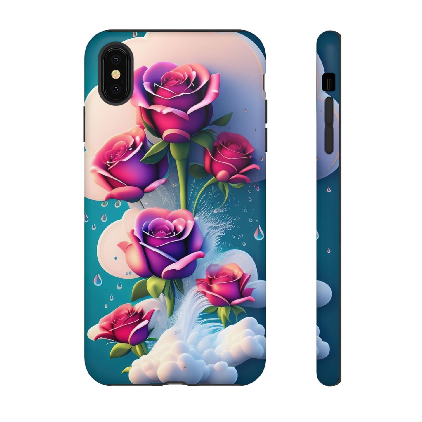 Floral Dream Tough Phone Case — Rose Bouquet Clouds Design