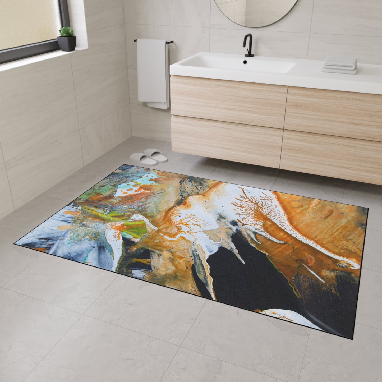 Abstract Amber Splash Heavy Duty Floor Mat