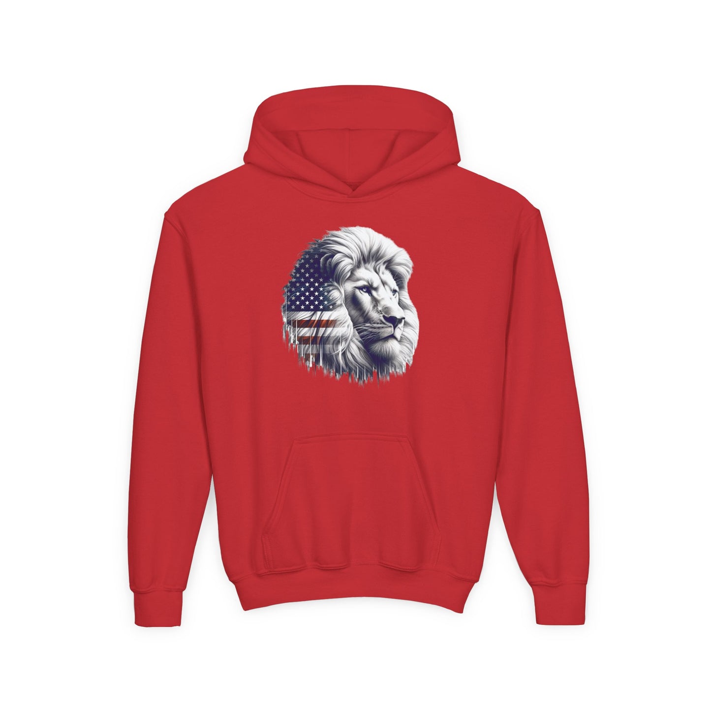 American Flag Lion Hoodie | Patriotic Lion Graphic Youth Sweatshirt