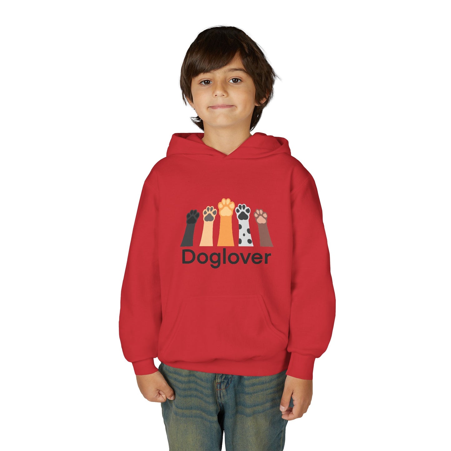 Doglover Youth Hoodie — Cute Paw Print Graphic Sweatshirt for Kids