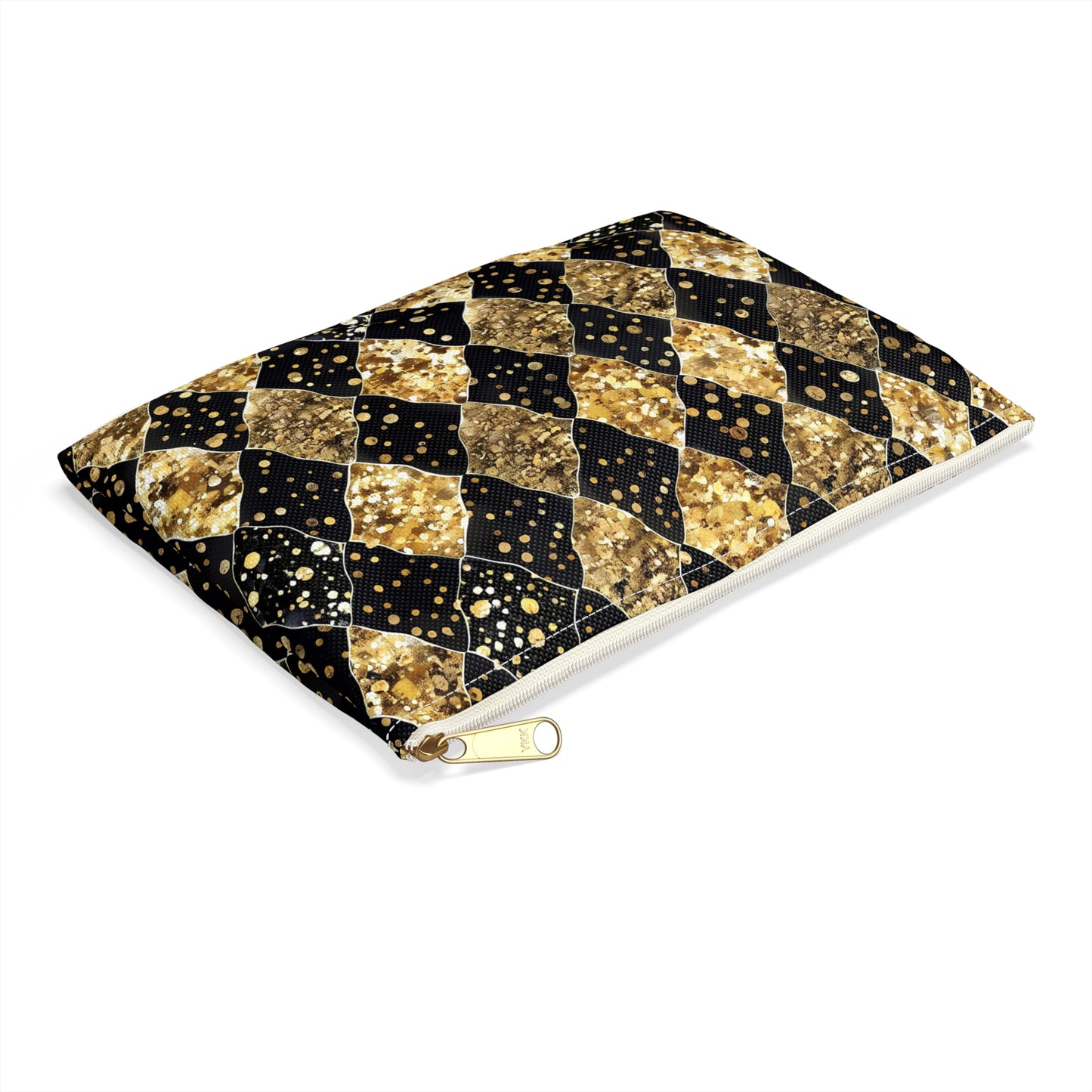 Glamorous Gold and Black Accessory Pouch, Makeup Bag