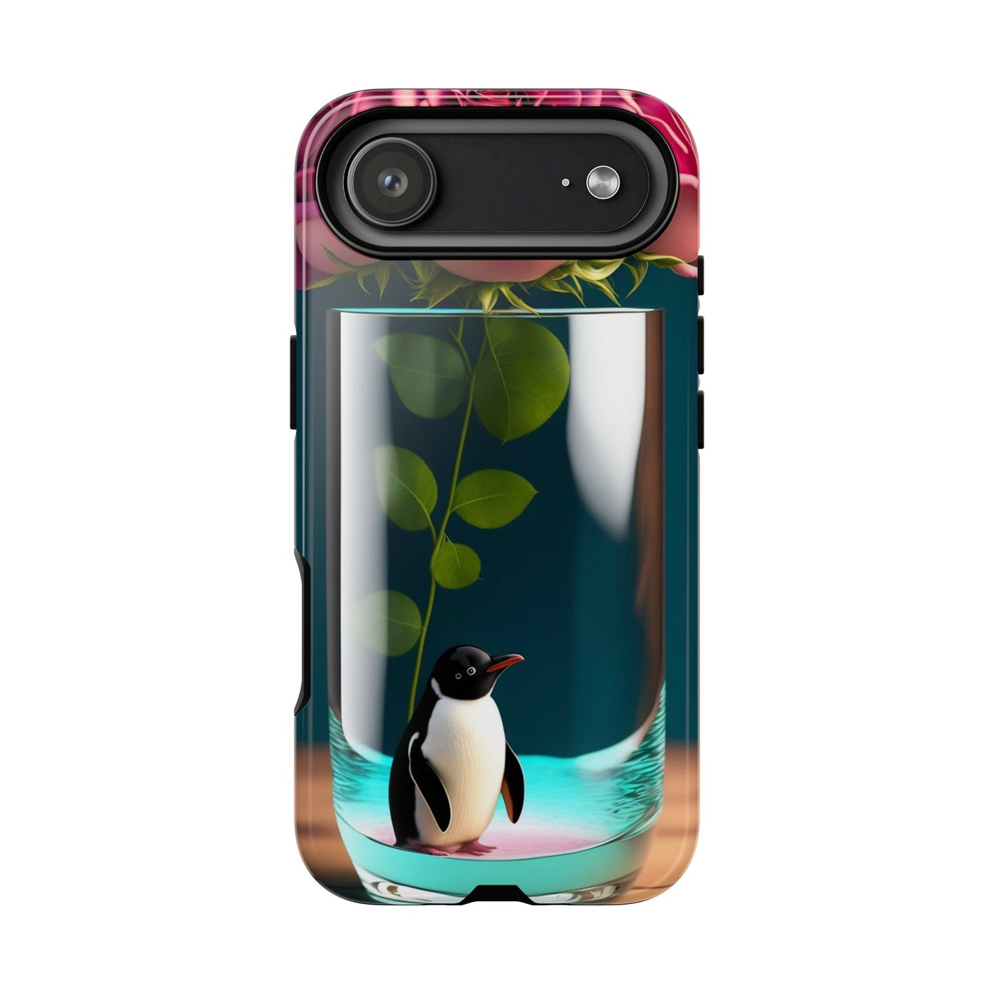 Penguin in a Glass Floral Tough Phone Case — Cute Protective Phone Cover