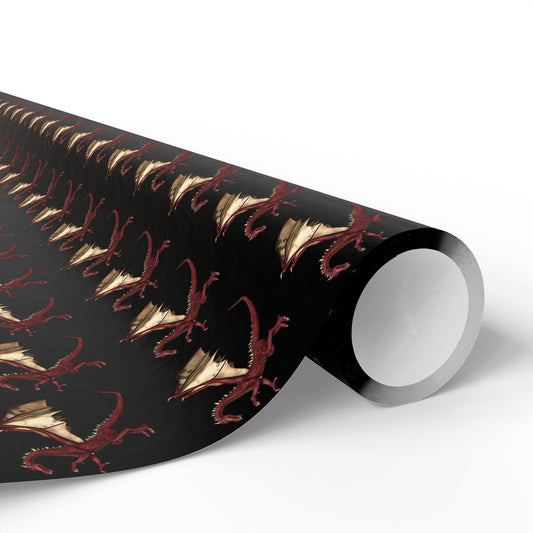 Dragon Pattern Wrapping Paper Roll — Dark Fantasy Gift Wrap