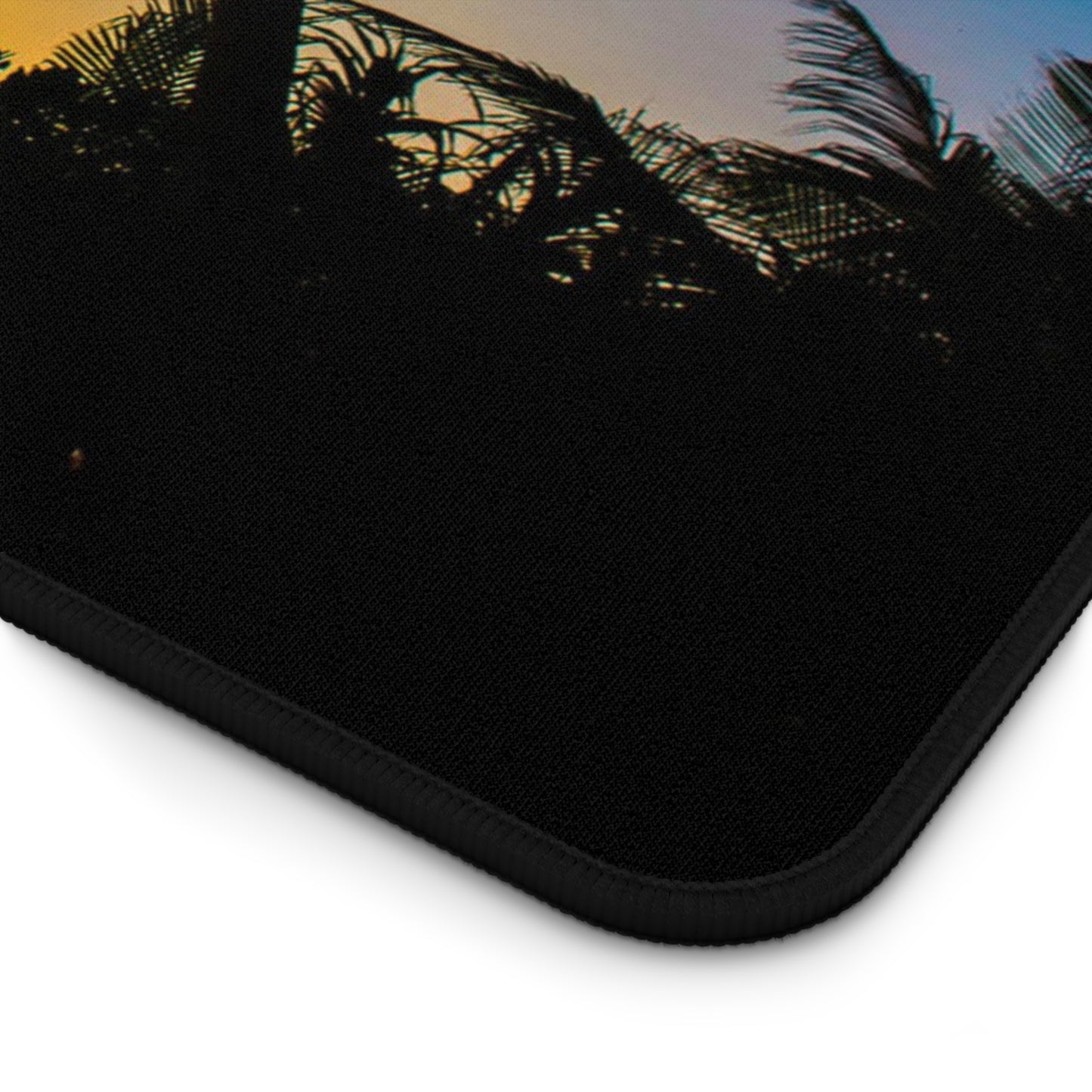 Sunset Beach Romance Desk Mat — Tropical Couple Silhouette Mouse Pad