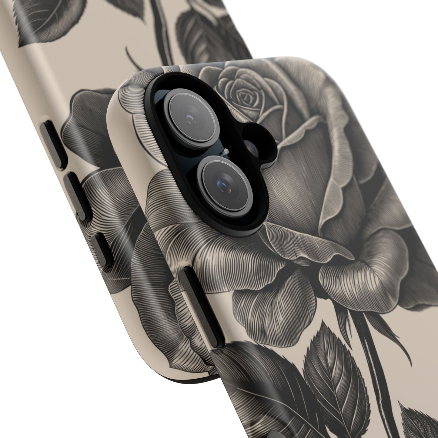 Black Rose Phone Case, Tough Cases with Floral Design, Elegant Tech Accessory, Gift for Flower Lovers, Stylish Protection