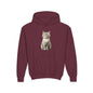 Kids Cat Hoodie – Cute Sitting Kitten Youth Hooded Sweatshirt
