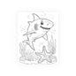 Cute Shark Coloring Poster — Satin & Archival Matte Ocean Print for Kids’ Rooms