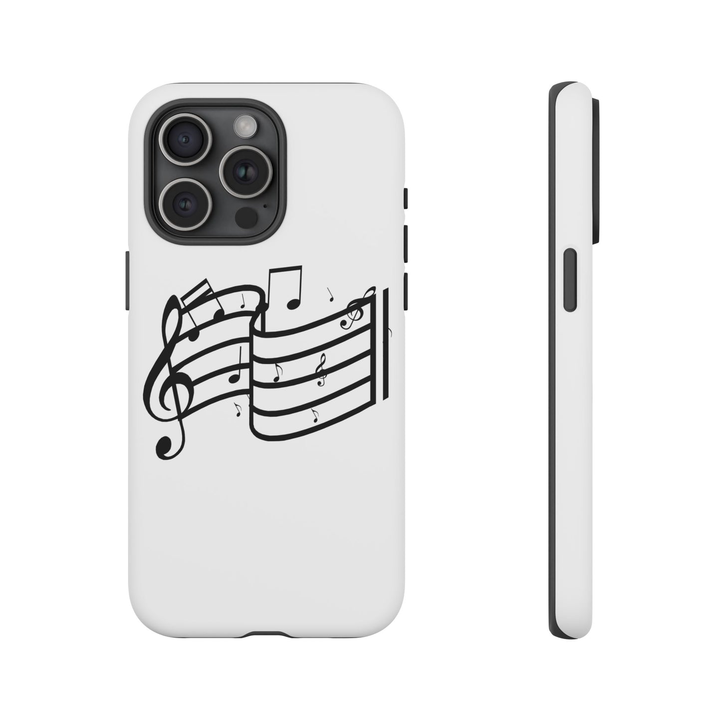 Musical Notes Phone Case — Black Treble Clef Music Staff Tough Case