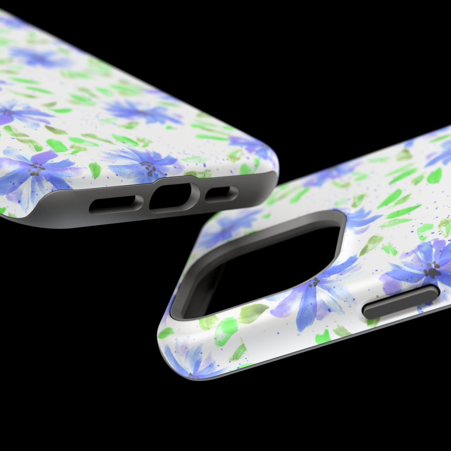 Floral Blue Watercolor Phone Case — Magnetic Impact-Resistant