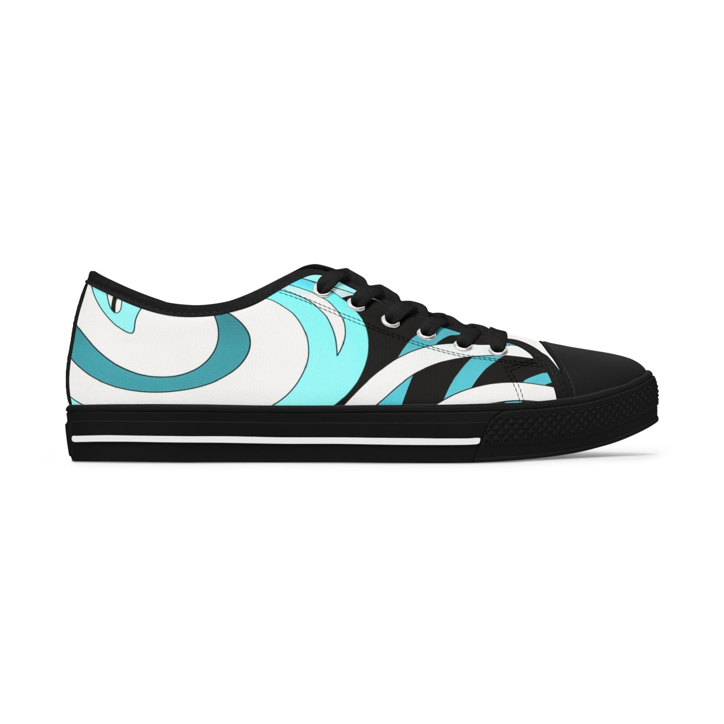 Low Top Sneakers – Aqua Wave Graphic Women's Canvas Shoes