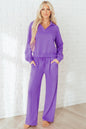 Wisteria Solid Color Collared Pullover and Central Seam Pants Set