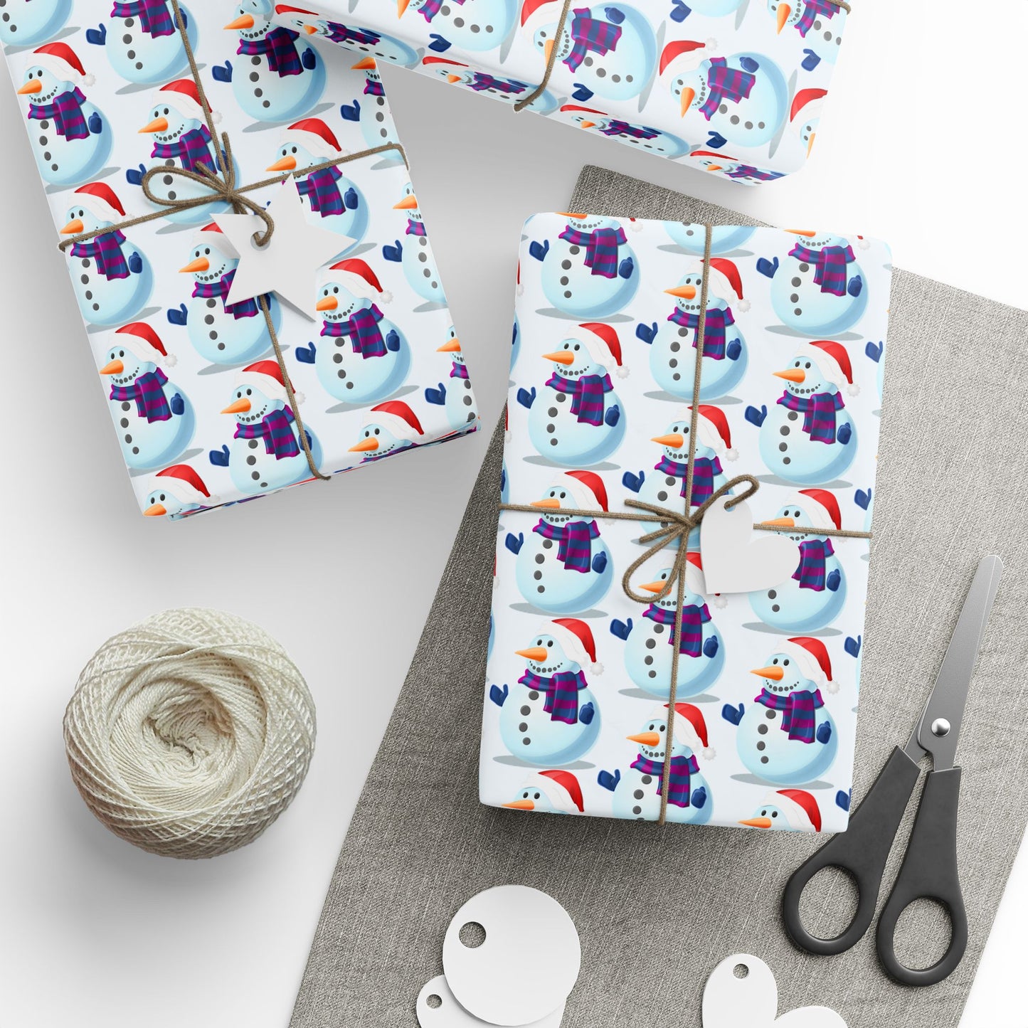 Snowman Pattern Wrapping Paper Roll — Cute Winter Holiday Gift Wrap