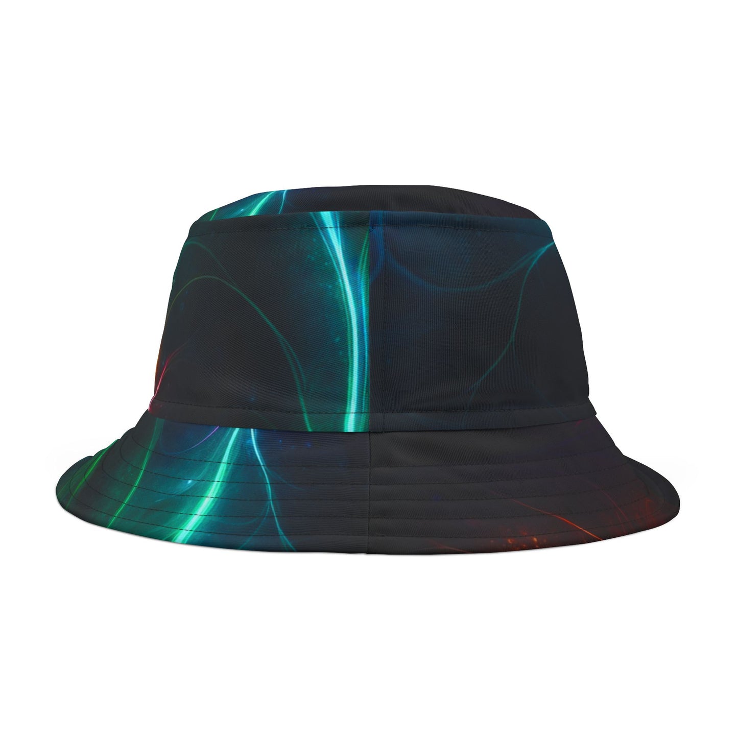 Neon Wave Bucket Hat — Abstract Glow AOP Summer Hat