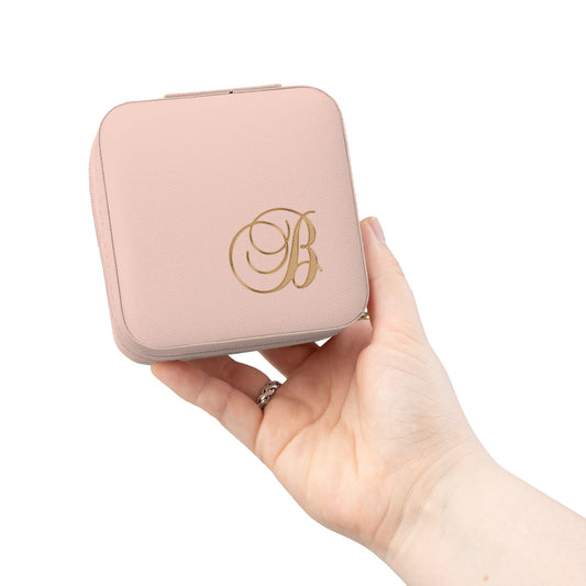 Compact Travel Jewelry Case – Monogram B Portable Organizer