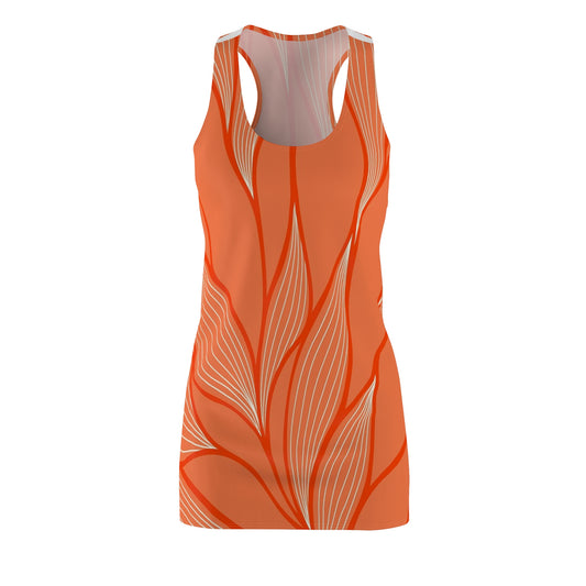 Tropical Leaf Print Racerback Dress, Casual Summer Dress, Beachwear, Vacation Outfit, Women's Clothing