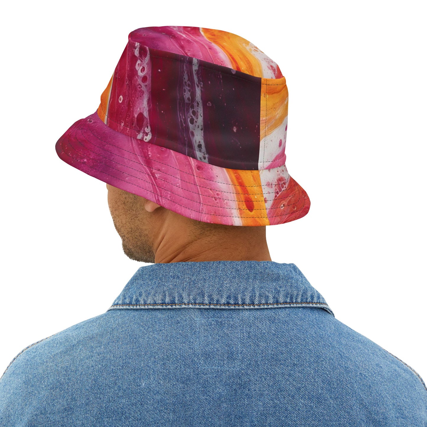 Abstract Sunset Swirl Bucket Hat — Colorful Art AOP Summer Hat