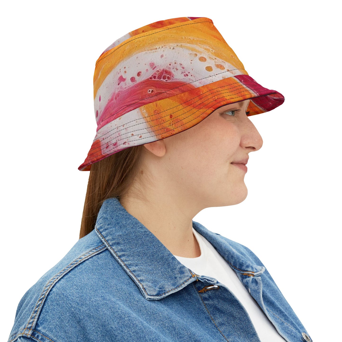 Abstract Sunset Swirl Bucket Hat — Colorful Art AOP Summer Hat