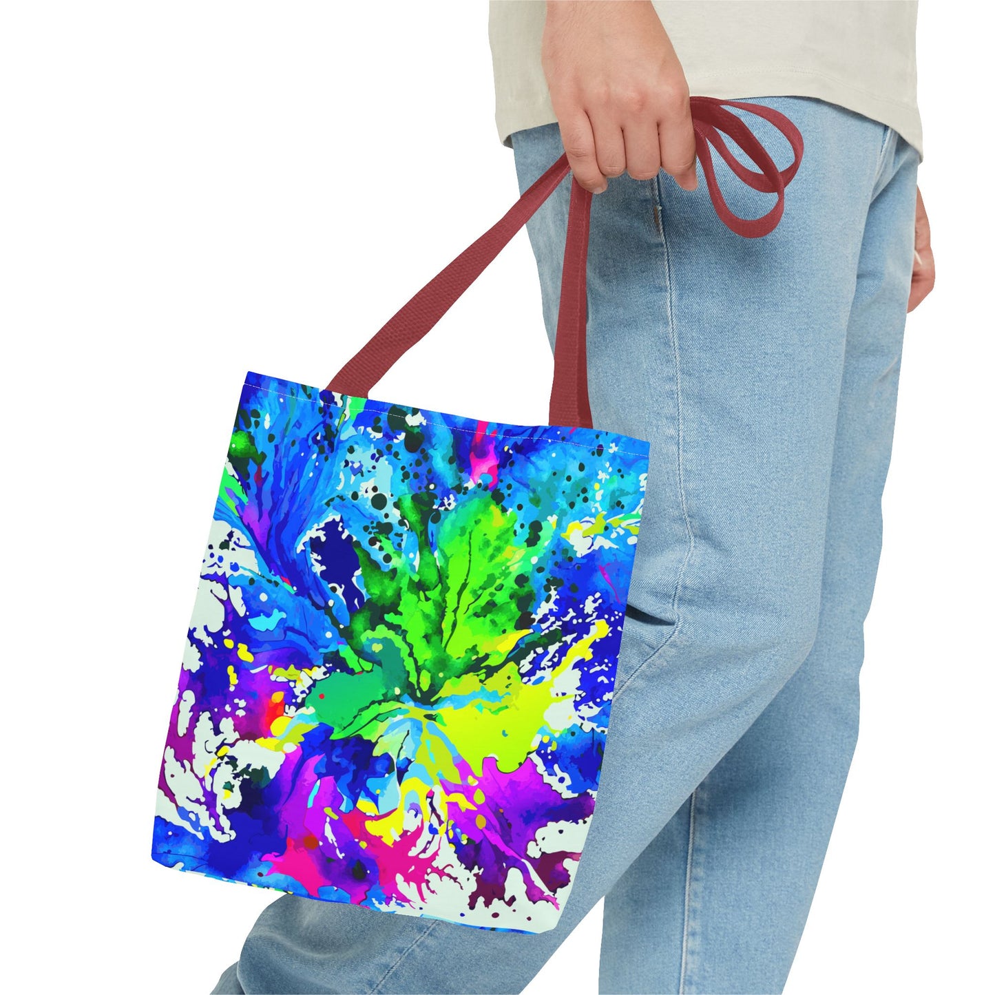 Vibrant Abstract Tote Bag Colorful Shopping Bag, Beach Tote