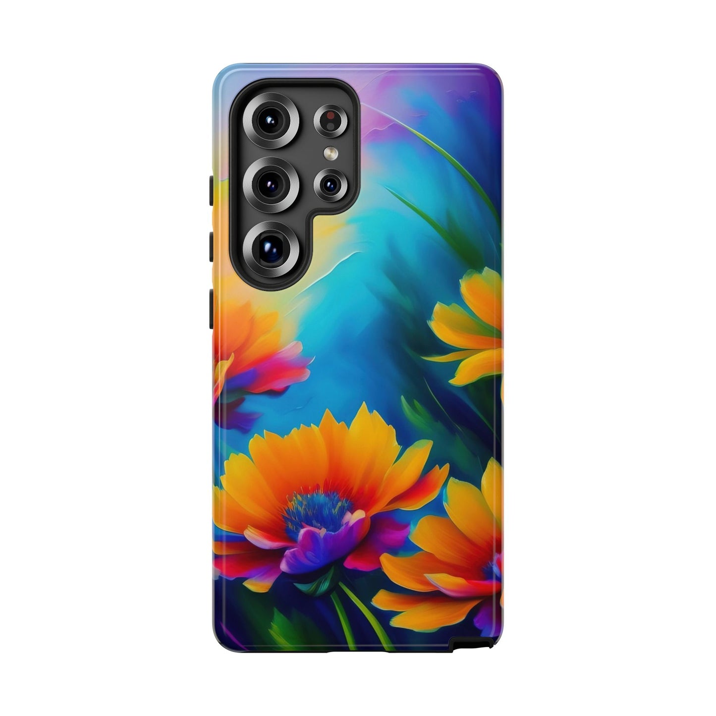Floral Sunset Tough Phone Case — Vibrant Watercolor Flowers Protective Cover